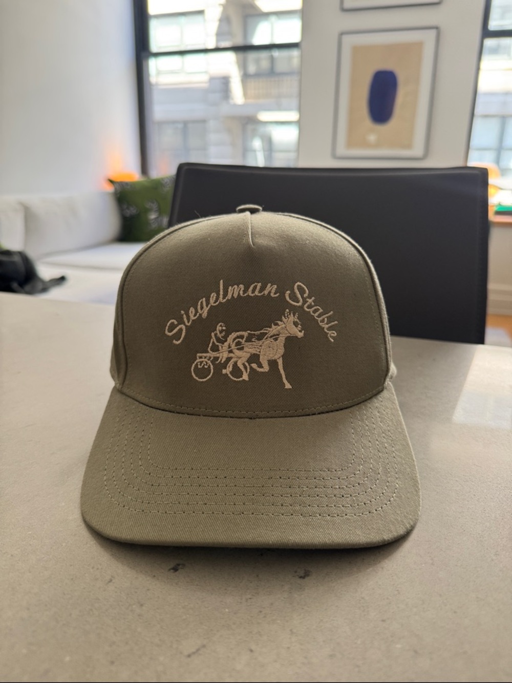 NWT Siegelman Stable Embroidered Trucker Hat - Olive